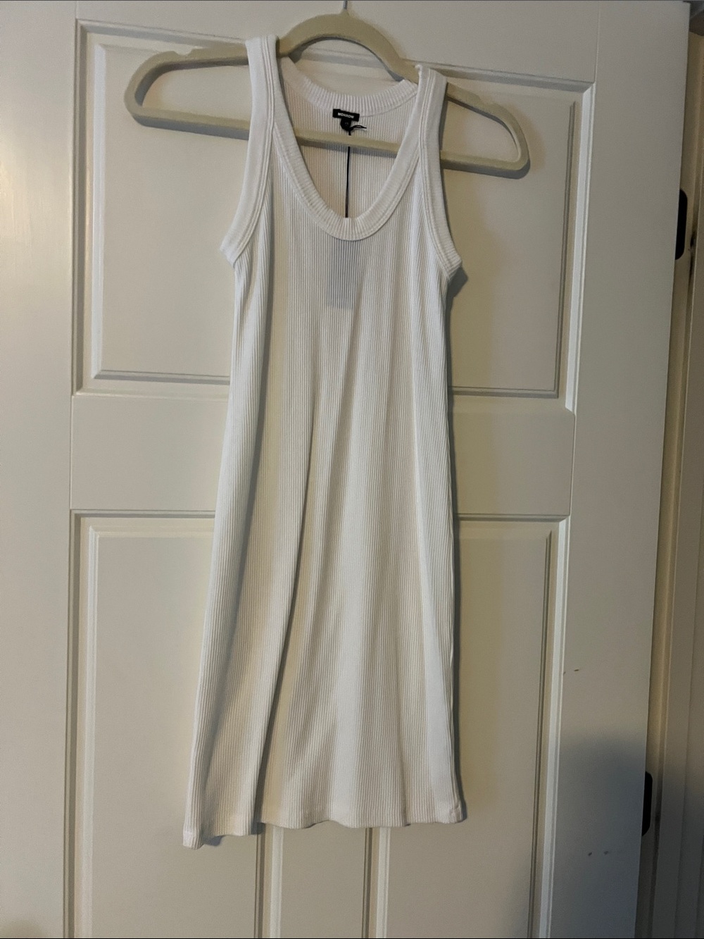 Monrow White Ribbed Tank Mini Dress